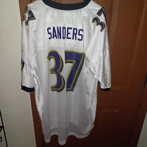 Deion Sanders #37 Baltimore Ravens Men's NFL Football Jersey White Sz 2XL