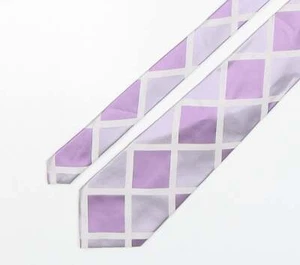 George Mens Purple Plaids & Checks Silk Pointed Tie One Size - Picture 1 of 12