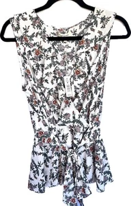 Max Studio Women’s Floral V-Neck Ruffle Sleeveless Surplice Top Tie Blouse M NWT - Picture 1 of 15