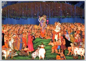 Postcard Govardhana Dhari Krishna Hindu God Art 2004 - Picture 1 of 2