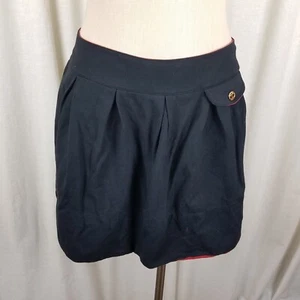 Ivanka Trump Stretch Black Short Twirl Pleated Skirt Womens M Red Piping Trim - Picture 1 of 6