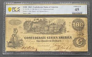 $100 1862 CONFEDERATE STATES OF AMERICA PCGS XF/45 DETAILS