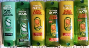 Garnier Fructis Shampoo Conditioner Lot Sleek & Shine Pure Clean Keratin Argan - Picture 1 of 10