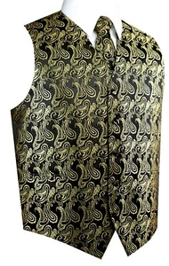 XS-6XL Men's Paisley Formal Tuxedo Vest, Tie & Hankie set. Wedding, Prom, Cruise - Picture 1 of 52