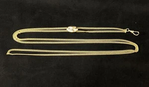 Vintage 9 KT Gold BOLO Style Pocket Watch Chain with 14 KT Bolo Slide 26.5" Long - Imagen 1 de 5
