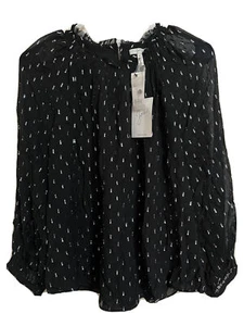 NWT Joie Silk Blouse Lined  Black M - Picture 1 of 9