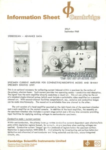 Print Ad CAMBRIDGE SCIENTIFIC INSTRUMENTS 1968 Info Sheet Current Amplifier - Picture 1 of 2