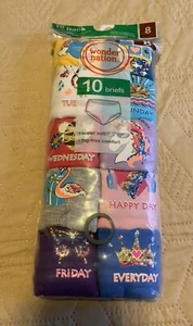Wonder Nation 10 Pack Girls Briefs/Panties Size 8 Multi Color Days Of Week - Picture 1 of 10