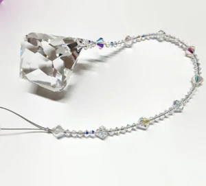 50mm Swarovski Dreidel Top Suncatcher made with Swarovski Crystal - Long Strand - Picture 1 of 13