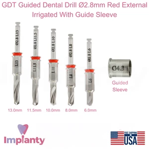 GDT geführter Dentalbohrer Ø2,8 mm rot außen bewässert mit Führungshülse - Bild 1 von 6