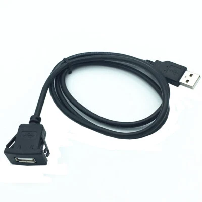 USB Male To Female AUX Flush Panel Mount Extension Cable For Car Moto Dashboard - Image 1 of 4