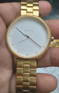 Nixon The Kensington Watch Movin Out Gold Case Steel Bracelet Band White Face - Picture 1 of 3