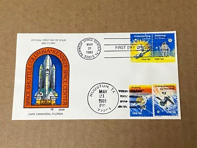 US Collins FDC Hand Painted #1912,15,16,19 Space Achievement Columbia 1981 - Image 1 of 3