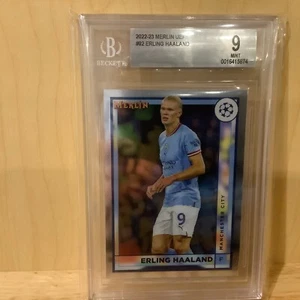 2022-23 Merlin UEFA 92 Erling Haaland BGS 9 Free Shipping U.S. - Picture 1 of 2
