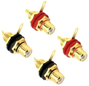 4 x Cinch RCA Einbaubuchse vergoldet Einbau Kupplung Buchse Terminal Chinch ADM - Bild 1 von 11