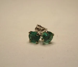 Emerald Natural Stud NEW 14K WG Certified 4.3mm .66ct TCW Round White Gold Box - Picture 1 of 5