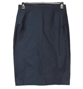 Max Mara Womens Pencil Skirt Size 12 Navy Silk Blend Midi Minimalist Carrier - Picture 1 of 7