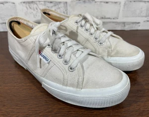 Superga Sneakers - Womens Size 7.5 - White Round Toe Canvas Rubber Sole - Picture 1 of 20