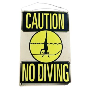 Caution No Diving Sign Bold Yellow & Black Pool Spa Roof Safety - Picture 1 of 14