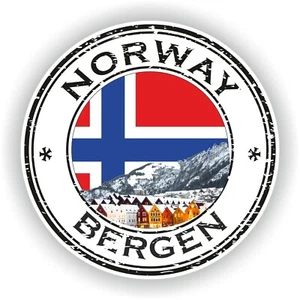 Pegatina Bandera Redonda Bergen Noruega / Vinilo Alta Resolución Impermeable - Imagen 1 de 1