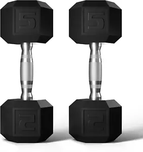 Hex Dumbbells Set Rubber Coated Hand Weights Exercise & Fitness for Home Gym Wor - Picture 1 of 12