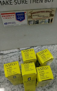 LOT 5) Satco S3262, 60W 120V Clear Flame Tip, Candelabra Base Light Bulbs(8E2 - Picture 1 of 7