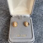 Vintage NIB 14K Solid Yellow Gold  Cameo Clip On Screw Back Earrings