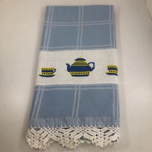 Completed Teapot Counted Cross Stitch Huck Kitchen Towel 17" x 25" - Picture 1 of 8