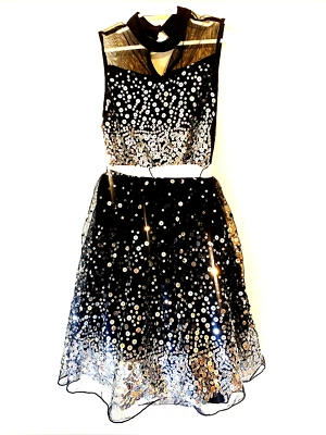 Vestido sin palabras para niñas talla 7 lentejuelas negro cremallera elegante niños vacaciones formal Foto 1 de 4