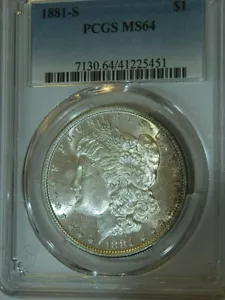 1881 S PCGS MS64 Morgan Dollar PQ (lotto #13-13) - Foto 1 di 3