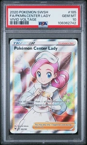 Pokemon Center Lady 185/185 Vivid Voltage Full Art Trainer PSA 10 Pokemon Card - Picture 1 of 2