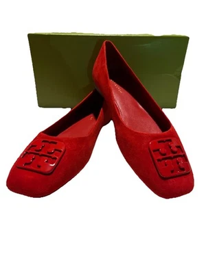 NUEVO EN CAJA $248 Tory Burch GEORGIA Triple Rojo BALLET PLANO Talla 8.5 EE. UU. Foto 1 de 4