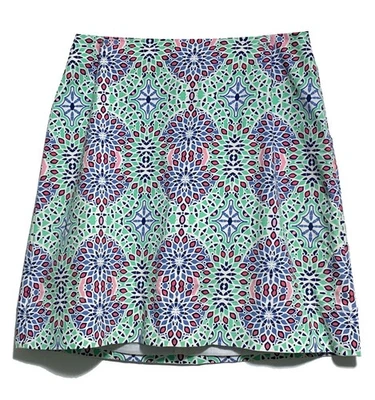 Falda Talbots Aqua Multicolor Estampado Geométrico Cremallera Lateral Completamente Forrada, Talla 12P Foto 1 de 4