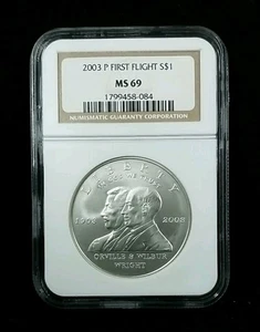 2003 P First Flight MS 69 NGC Commemorative Silver Dollar #5404 - Picture 1 of 2