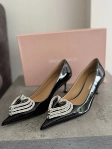 Mach & Mach Womens Crystal Triple Heart Stiletto Heels Sandals Uk 3.5 Genuine - Picture 1 of 11