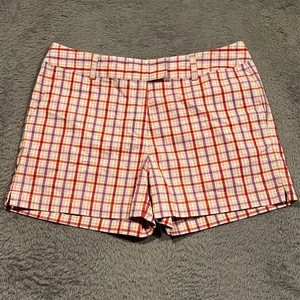 Adidas Plaid Chino Shorts Women's 14 35x4 Stretch Golf Tennis Pickleball - Picture 1 of 12