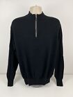 Peter Millar 1/4 Zip Merino Wool Silk Blend Black Pullover Sweater Mens Size 2XL