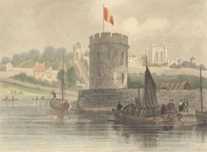 CHESHIRE. Chester Kathedrale, Wasserturm 1850 altes antikes Druckbild - Bild 1 von 1