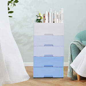 5-Tier Plastic Drawers Storage Cabinet Dresser Organizer Bedroom Clothes Case