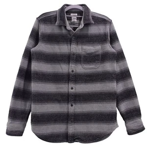 Gap Flannel Button Up Long Sleeve Shirt Shacket Sz M Gray Black Striped Pockets - Picture 1 of 11