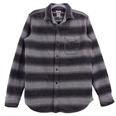Gap Flannel Button Up Long Sleeve Shirt Shacket Sz M Gray Black Striped Pockets - Image 1 of 4