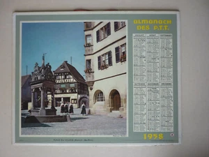 CALENDRIER / ALMANACH DES POSTES / 1958 PLACE BOERSH BAS RHIN 26,5 x 21 cm - Imagen 1 de 2