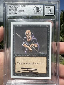 DEBILIDAD, PRUEBA DE ARTISTA / BOCETO, REVISADO, 1994 MTG, DOUGLAS SHULER, ¡BAS 9! - Imagen 1 de 3