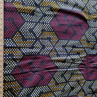 Rojo, amarillo, naranja, blanco, puntos sobre negro algodón con estampado de cera africana sin esmaltar Foto 1 de 3