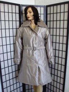 *~SHOWROOM NUEVO IMPERMEABLE PLATEADO CLARO CON REVESTIMIENTO DE PIEL DE CONEJO MUJER TALLA 4 - Imagen 1 de 1
