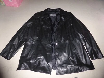 CHAQUETA BOMBER WILSONS CUERO NEGRA ABOTONADA TALLA 2X MUJER RN 69426 Foto 1 de 4
