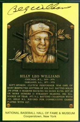 110, Original Autograph of Billy Williams (4), HOF Plaque Postcard, Chicago Cubs - Image 1 of 3