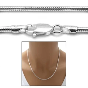 Collier chaîne serpent rond en argent sterling 925 2 mm (jauge 050) - Photo 1/3