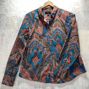 J Crew perfektes Damenhemd Patti mediterran Paisley Größe 16 schmale Passform Bluse - Bild 1 von 15