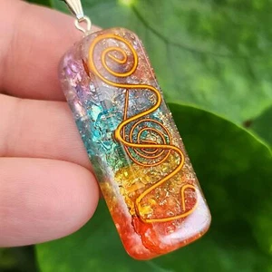 Collana Orgone Ciondolo Chakra Reiki Guarigione Bobina di Rame Perline... - Foto 1 di 24